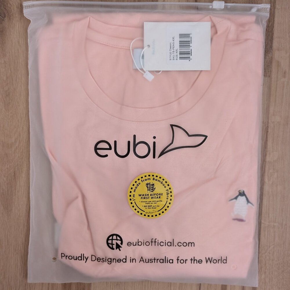 NWT Eubi premier Bamboo Short Sleeve T-Shirt Pink with Embroidered Penguin XXL - Picture 4 of 5